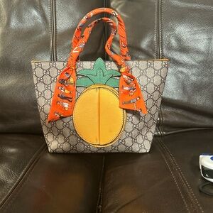 Elegant Brown Tan & Orange Handbag